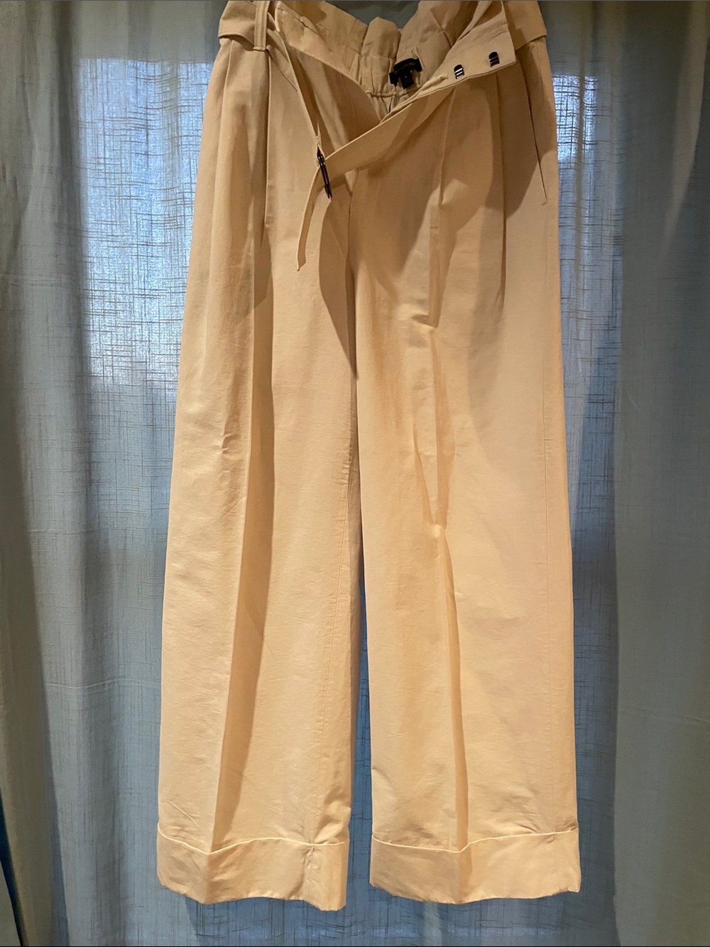 Banana Republic Cream Paper-Bag High Waist Cuffed Trousers